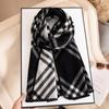Jeon Ji-hyun Inspired Black & White Checkered Wool Scarf for Women - High-Grade Imitation Cashmere, Perfect for Autumn & Winter.