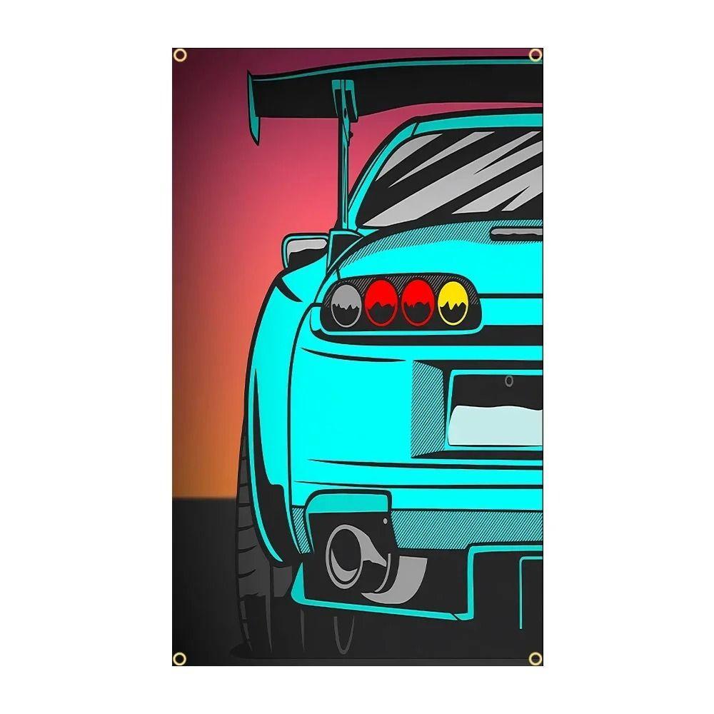 Полиэстеровая настенная табличка JDM Racing Cars Автодекор Подарок