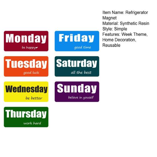 7 шт./компл. магнит на холодильник с днями недели, красочный будний день, выходные, магнитный указатель даты, белая доска, магнит на холодильник, украшение для дома и офиса