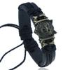 New Jewelry Vintage Woven Leather Bracelet Rope Ancient Copper Alloy Wolf Head Imitation Cowhide Bracelet Jewelry
