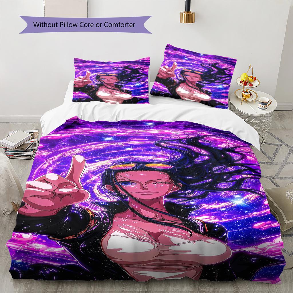 Boa Hancock Pattern Bedding Quilt Set Quilt Cover Pillowcase Home Birthday Gift(1 * duvet cover + 2 * pillowcase, without core)