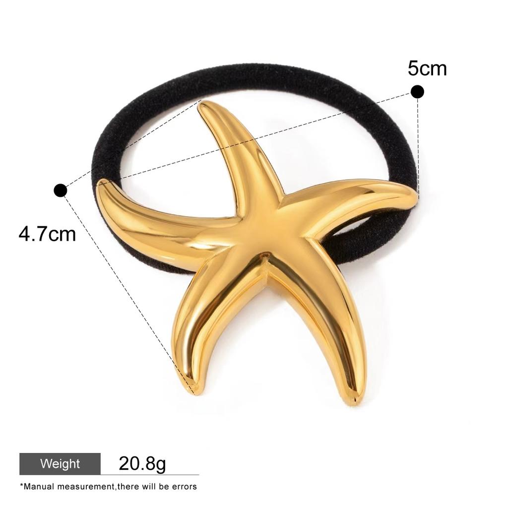 Fashion Korean Hair Clips Accessories Women Wholesale Gold Stainless Steel Star Black Rubber Hairbands Hair Accessories