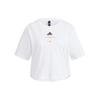 Adidas Solid Color Logo Print Casual Sports Crop Top T-Shirt Women Tops White HE9983