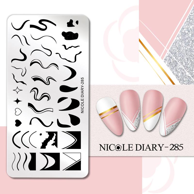 NICOLE DIARY Пластина для стемпинга ногтей Леопардовый Цветок Шаблон для переноса изображения Геометрия Лист Стерильный Стальной Штамп Инструмент для печати на ногтях