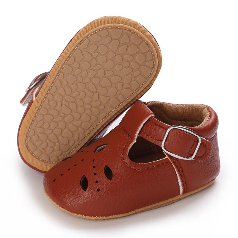 Khaki 0-18M Baby Casual Shoes Infant Toddler Bowknot Non-slip Rubber Soft-Sole Flat PU First Walker Newborn Bow Decor Mary Janes