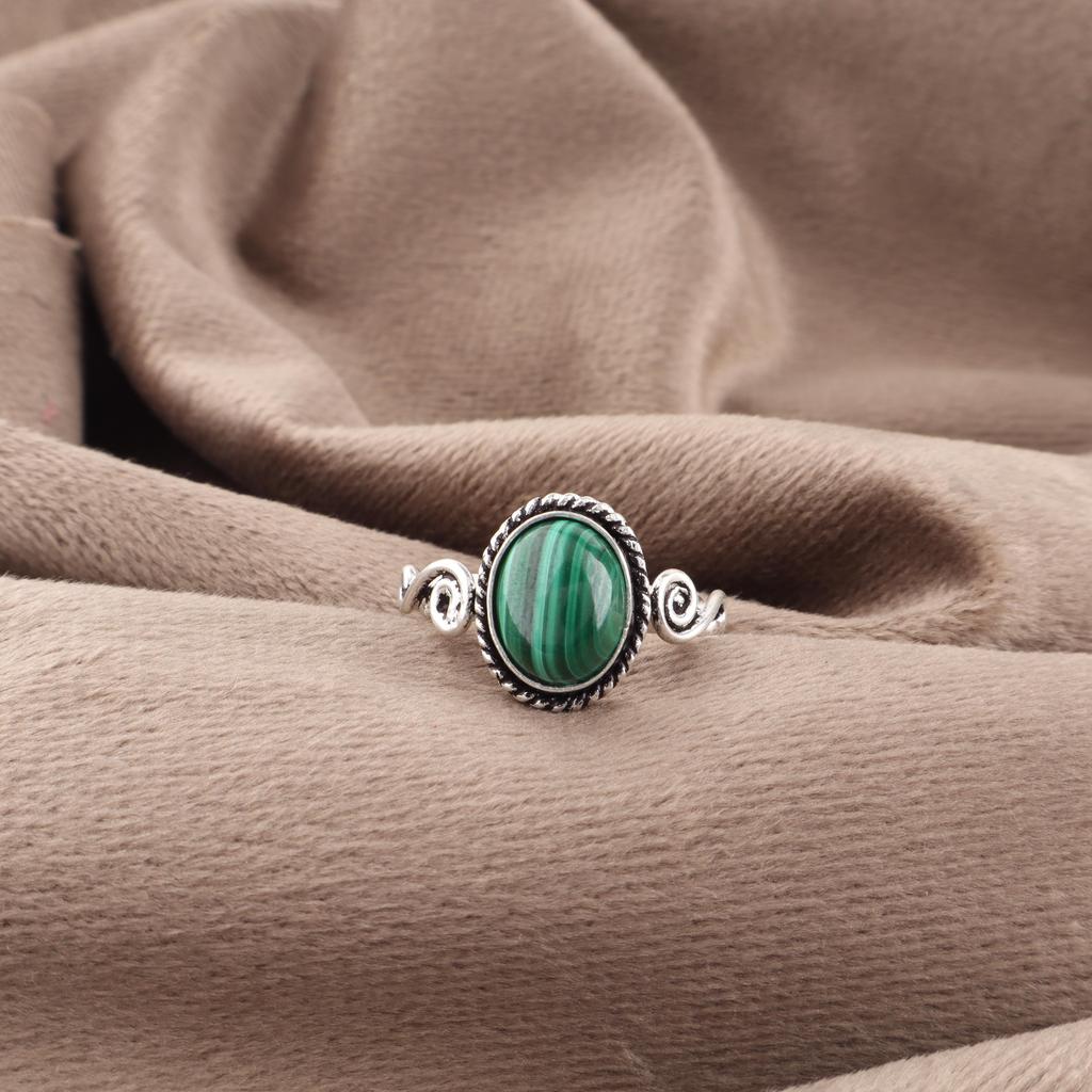 Malachite Gemstone Ring Jewelry, 925 Solid Sterling Silver Ring Jewelry, Handmade Artisan Jewelry For Wedding Gift