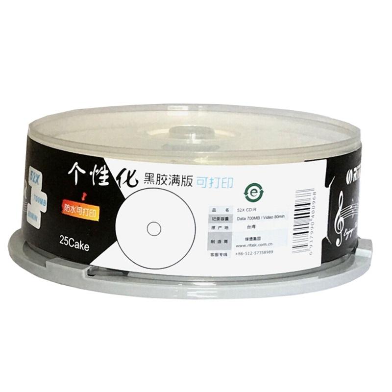 25 ШТ./КОРОБКА Ritek Записываемый CD-R Пустой Диск Компакт-диск 700 МБ/80 мин/52x CD-R Виниловый Диск Черный Носитель