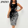 JPNTKY Women's Fashion Summer Spring Floral Print Sleeveless V-Neck Casual Dresses