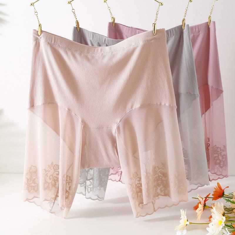 Plus Size Safety Short Pants Women Summer Seamless Under Skirt Pants Anti Chafing Boxers Female Sexy Lace Boyshorts Women