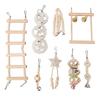 8pcs Parrot Chew Toy Set Hanging Bell Bird Cage Toy Climbing Ladder Chewing Toys Wood Shredding