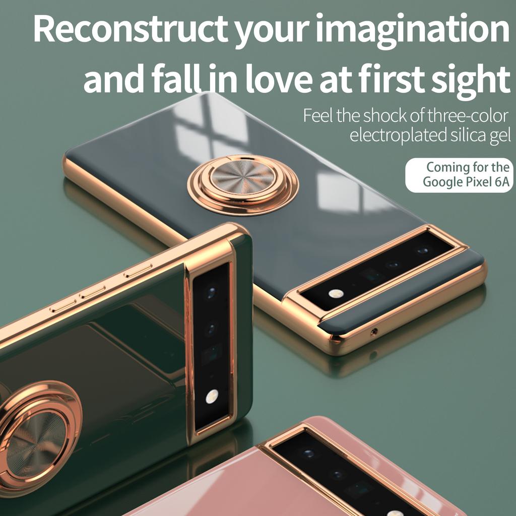 Чехол для Google Pixel 8 7A 7 Pro 6A 5A, магнитный автомобильный держатель, 6D-рамка с покрытием, силиконовый корпус, кольцо-подставка, защитный чехол из ТПУ
