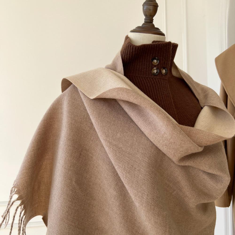 Warm Imitation Wool Scarf Two-sided Winter Long Shawl Classic Cashmere Shawl  Autumn Winter