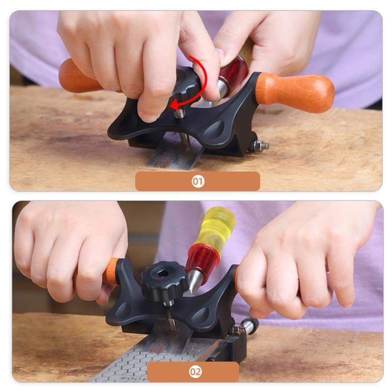 Направляющая для хонингования деревообрабатывающего инструмента. Приспособление для заточки с деревянной ручкой для долот и рубанок. Легкое достижение остроты.