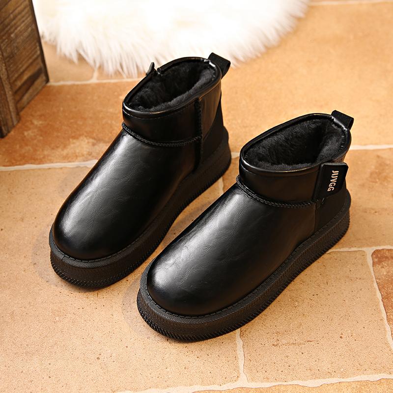 Модные женские плоские зимние сапоги новая зимняя мода круглый носок рукав толстая подошва противоскользящие износостойкие короткие сапоги