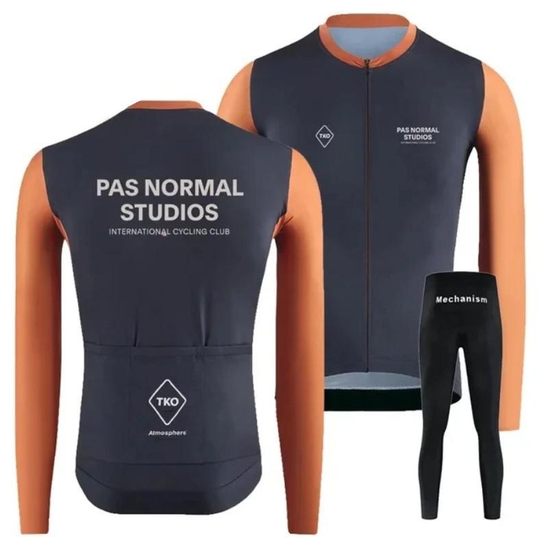 Winter Thermal Cycling Bib Tights With Fleece Lining Long Sleeve Jersey Set Road Bike Riding