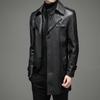 Autumn and Winter Medium-length Leather Jacket for Men's Father-wear Middle-aged Leather Windbreaker for Men's Business Casual Plus Velvet Coat Jacket