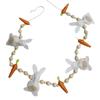 Easter Rabbit Carrot Garlands, Wooden Beads Rabbit Hanging Banners Spring Ornaments for Home