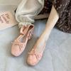 Round Toe Casual Shoes Women  Spring Candy Color Flat Heel Knot Ballet Flats Shoes Slip On Loafer Sneakersisd34
