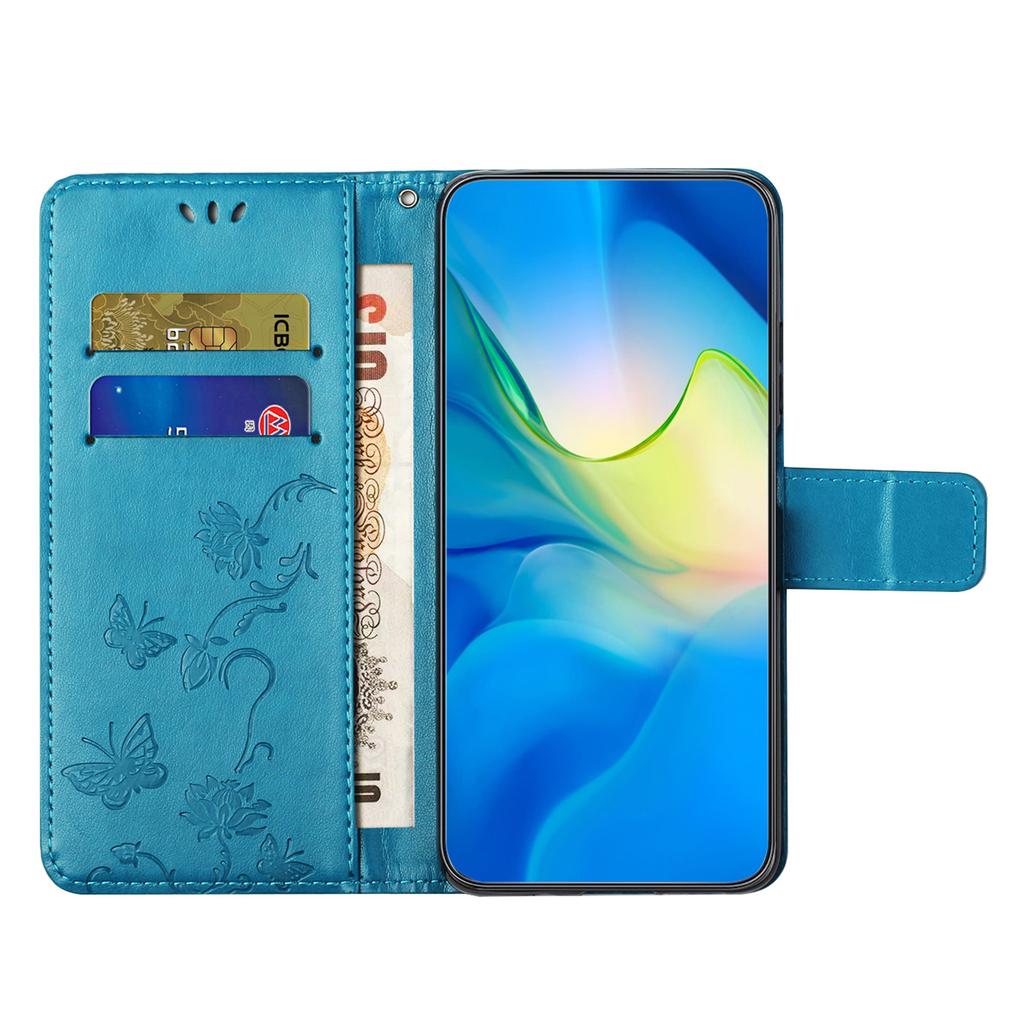 Shockproof Phone Case For Xiaomi Redmi Note 12 Pro+ 5G,PU Leather Phone Cover with Imprinted Butterfly Flower Pattern and Stand Wallet