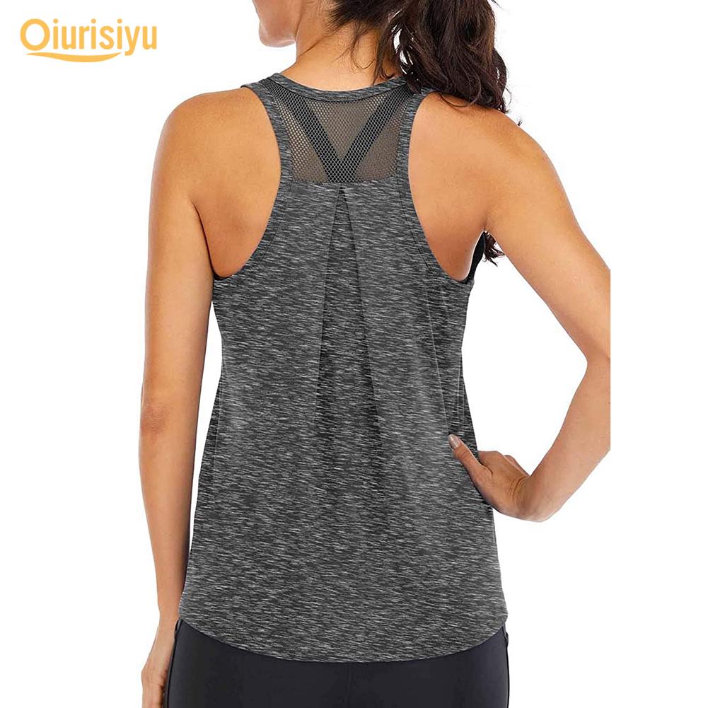 Women Solid Color O Neck Sleeveless Quick Dry Raceback Vest