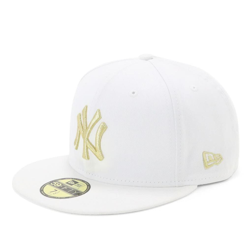 New Era MLB New York Yankees Cap 7 59Fifty MLB New York Yankees WHT MT GLD 23J White/Gold 3/4