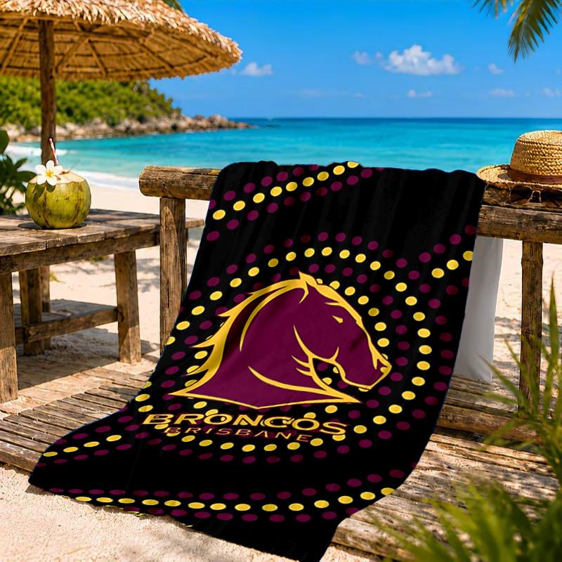 Brisbane Broncos Beach Towel, Quick-drying, Easy to Care for, Suitable for Both Fitness and Beach Vacations,Sports Essential