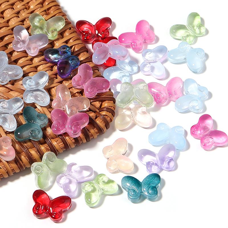 50pcs 10x15mm Glazed Lampwork Beads Colored Butterfly Shape Loose Glass Bead For Jewelry Making DIY Earring Necklace Accessories