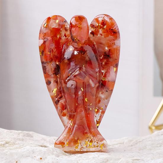 Natural Stone Angel Figurine Positive Healing Energy Hand-carved Colorful Faux Crystal Winged