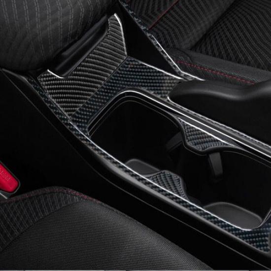 4Pcs Central Water Cup Holder Panel Carbon Fiber Set For Honda Civic 9Th 2012-15