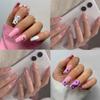 24pcs Manicure Press On Nails Fake Nials DIY False Nails Red Love Heart French Short Square