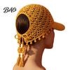 Hand Crocheted Floral Cap Sunflower Baseball Cap, Bohemian Tassel Bell Hat, Handmade Knit Cutout Adjustable Casual Hat Beanie Caps, Colored