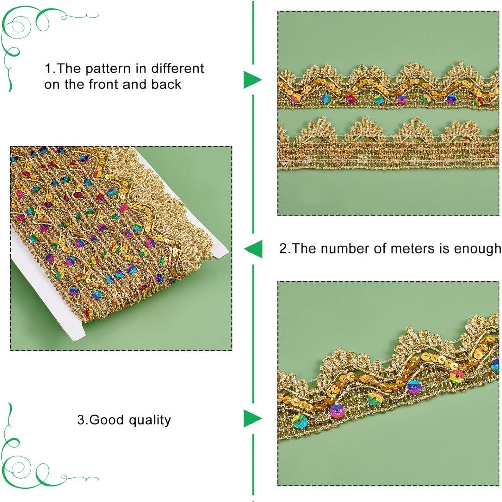 Кружевная отделка Пагода Кружево Пайеточная лента Треугольник Золотое шелковое кружево Волна Национальный костюм Свадебное платье
