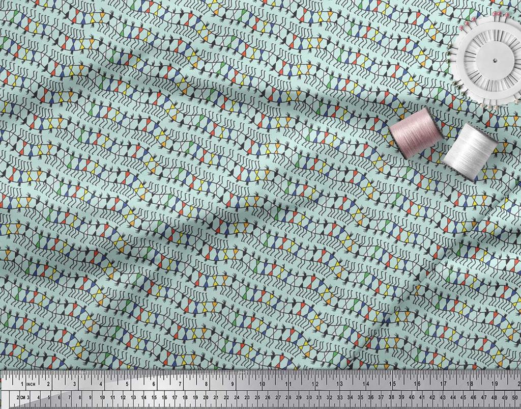 Soimoi Японская креп-сатиновая ткань Warli Art Африканская ткань с принтом по метрам 42 дюйма