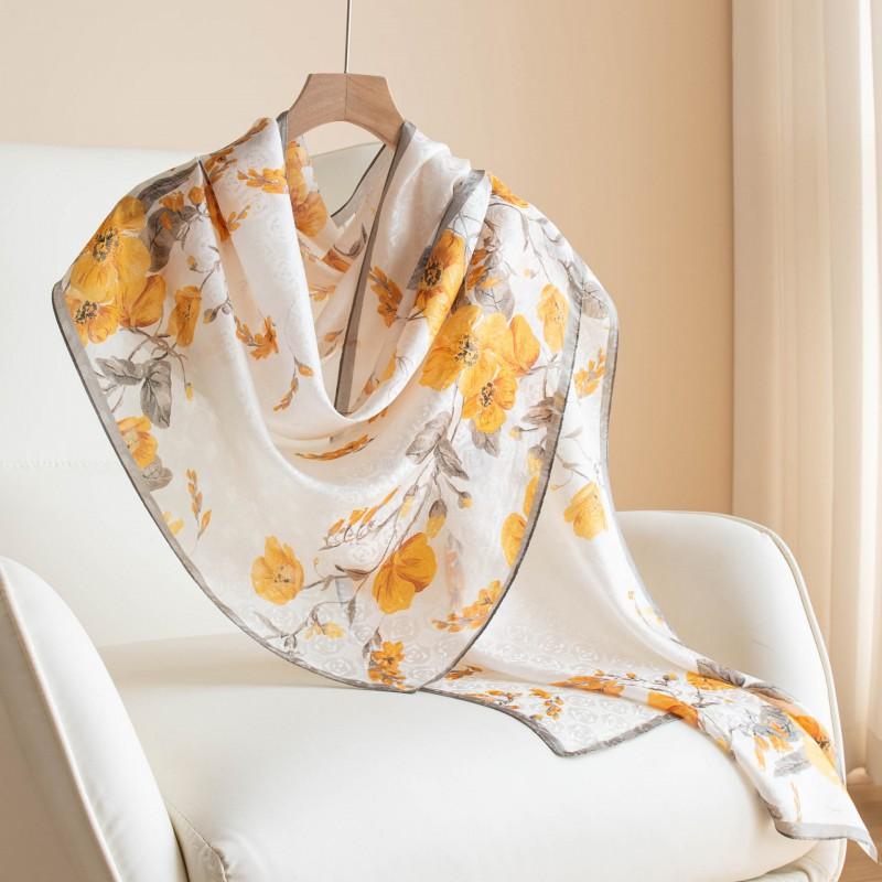 Mulberry Silk Scarf Gift Box Elders Fashionable Printed Long Shawl Versatile Luxury Accessory