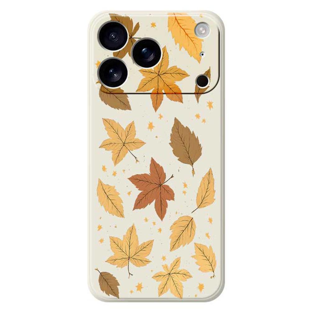For iPhone 17 Pro Case Maple Leaves Pattern Printing Straight Edge TPU Phone Back Cover