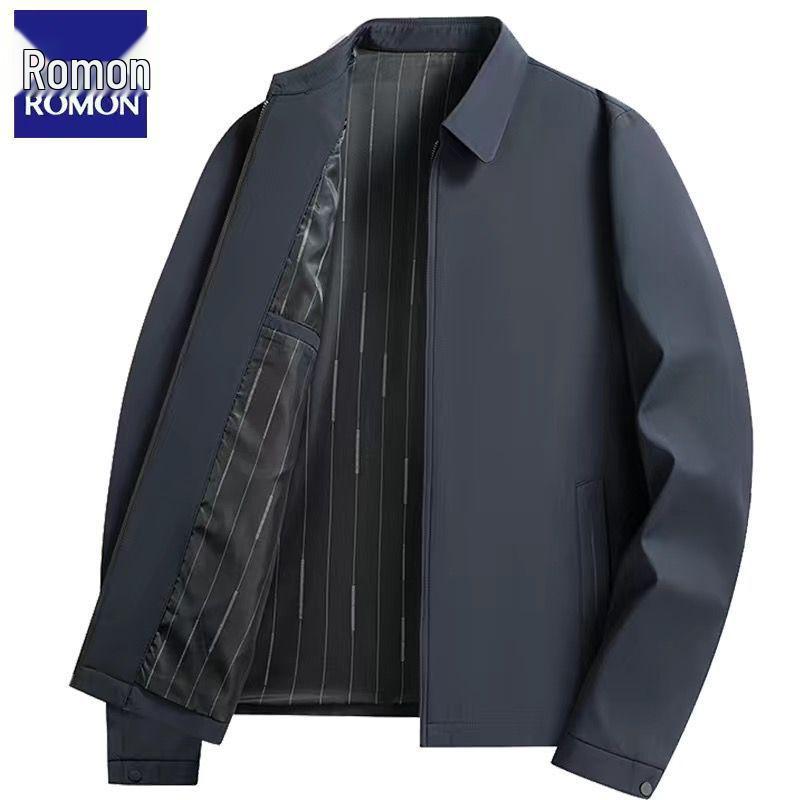 Мужская стеганая куртка Romon с отложным воротником и флисовой подкладкой - Осенне-зимний стиль, идеально подходит для среднего и пожилого возраста