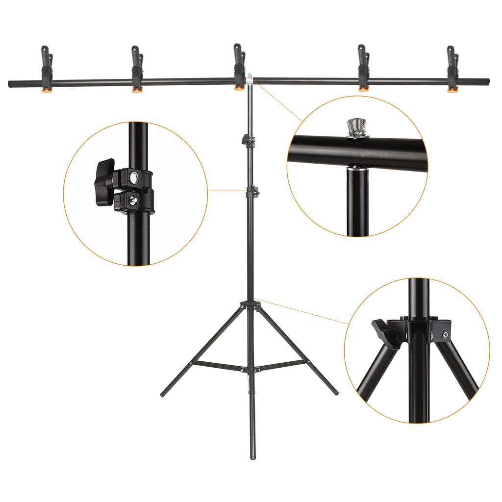 5x7ft Solid Color Backdrop Photography Kit with 5x7ft T Shaped Background Adjustable Stand 5 Spring Clamps