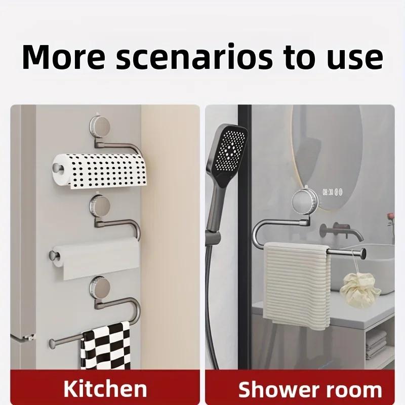1 шт. Многофункциональный вращающийся держатель для салфеток на присоске - Настенный алюминиевый диспенсер для рулонов, без сверления, подходит для полотенец