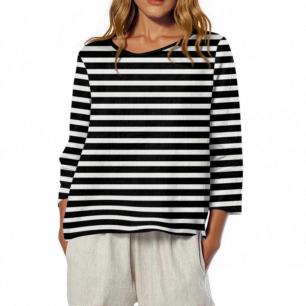 Женская футболка с круглым вырезом и рукавом 3/4 с принтом