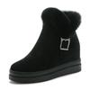 7.5CM Suede Genuine Leather Women Ankle Snow Boots Platform Wedge Fur Plush Warm Women Winter Shoes Zipper Hidden Heels Shoes
