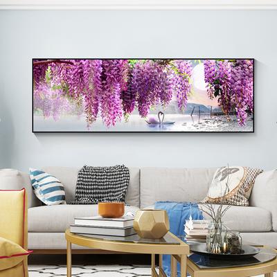 Фиолетовый цветок дерево Лебединое озеро пейзаж картина скандинавский пейзаж природа холст настенная живопись печать скандинавское украшение