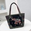 The Elephant Embroidery Double-sided Hand Shoulder Bag Is Versatile with Jacquard Patterns