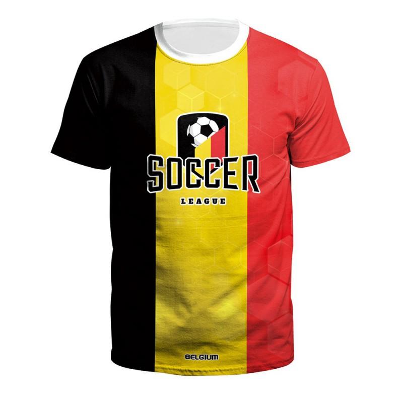 Mens Loose Fit Short Sleeve Crew Neck T-Shirt With 3D Print Soccer Fans Fall Sport Casual Wear