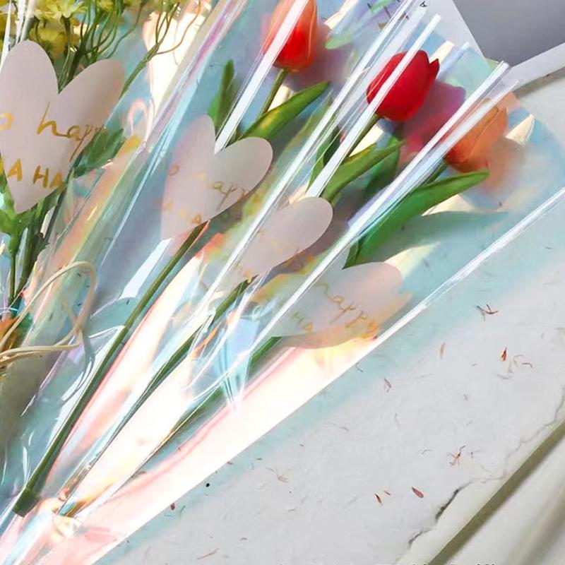 50 шт./пакет упаковочный пакет для букета ко Дню святого Валентина упаковочный пакет прозрачный целлофан цветочные обертки 45x12 см