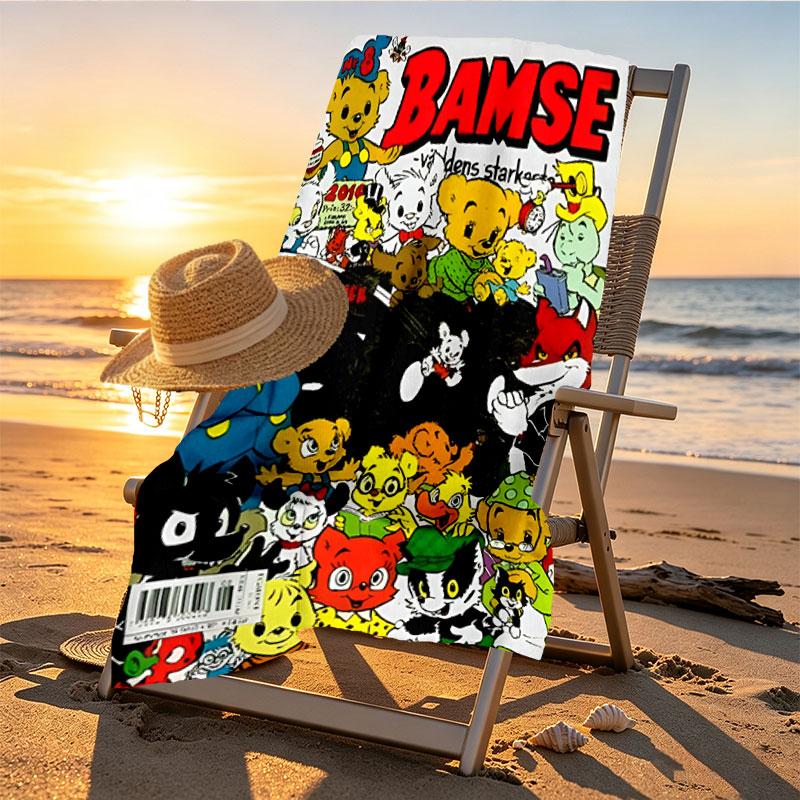 Bamse Print Beach Towel Design, Soft, Lightweight. for Home Bathroom, Spa, Pool, Yoga, Surfing, Camping, Gift for Family, Friend