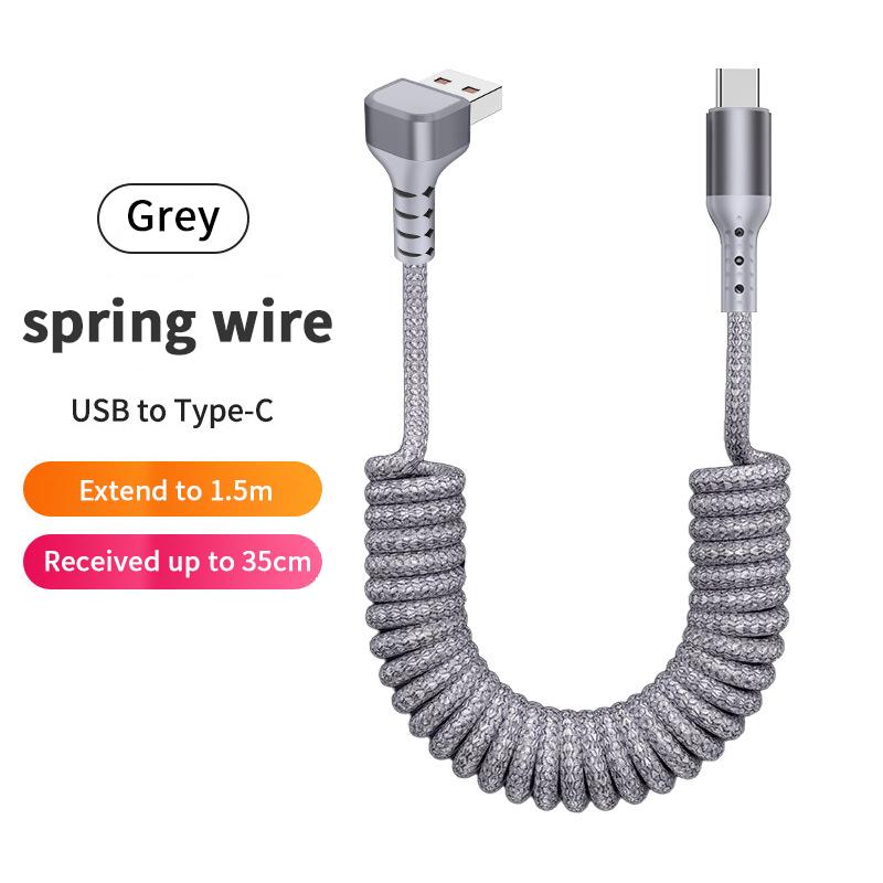 Coiled Usb C Cable For Android Auto & Carplay 90 Degree Usb A To Usb C Cord Compatible With 16,Galaxy S25