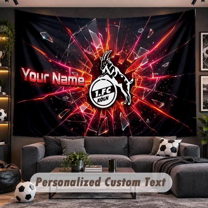 Wall Hanging Tapestry Custom NameFC Köln Pattern Personalized Printed Fabric Wall Decor