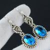 Blue Topaz Earrings, Handmade Earring, 925 Sterling Silver Earring, Blue Topaz Jewelry Earring, Gift for Her, Dangle-Drop Earrings For Women