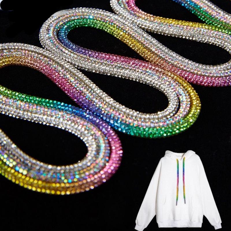 1PCS Rhinestone Shoe Laces Crystal Glitter Rope Bling Shiny Round Shoelaces For Sneakers100/120/140/160CM
