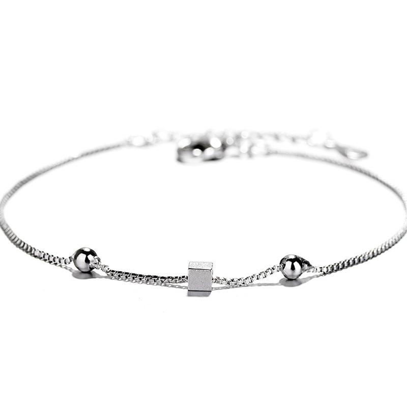 Новый серебряный браслет S925, простой матовый квадратный браслет, универсальное и милое украшение для женщин